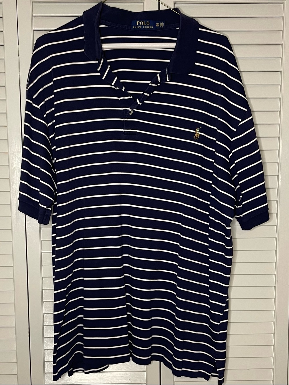 Ralph Lauren Navy & White Striped Polo Shirt